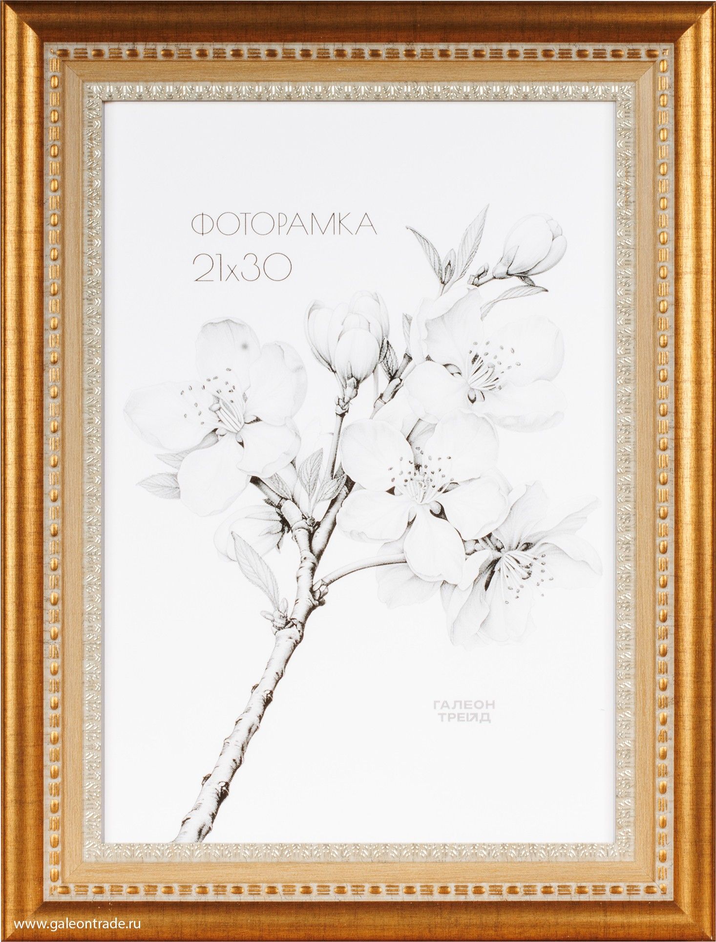 Фоторамка пластиковая 21 х 30 см, медный