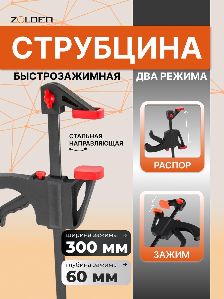 Универсальная быстрозажимная струбцина ZOLDER 12" для надежной фиксации