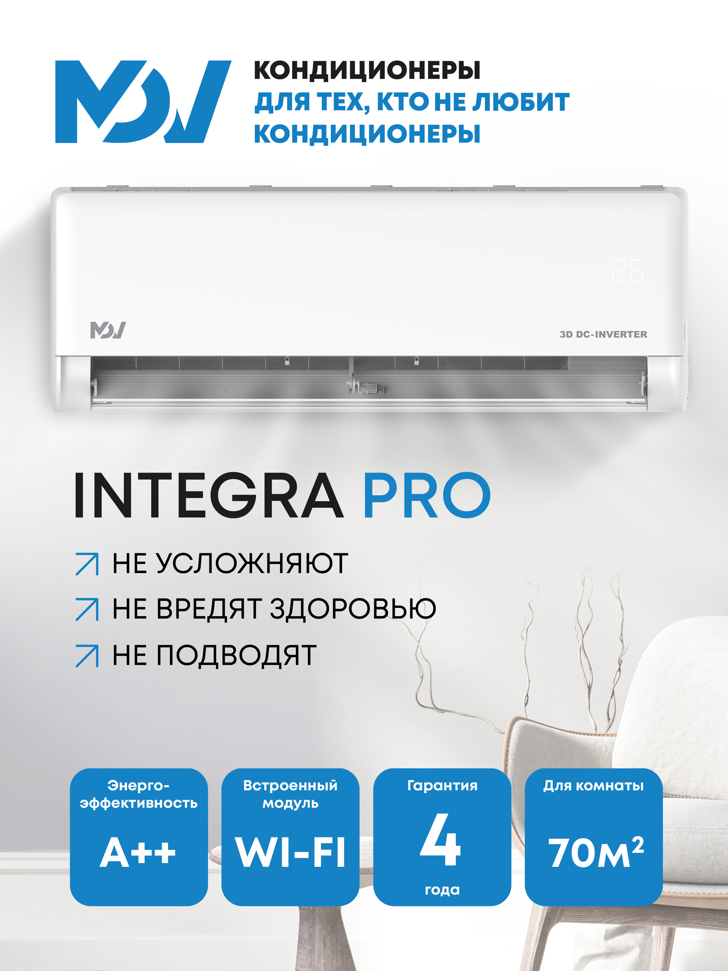 Настенный кондиционер MDV INTEGRA Pro Inverter MDSAI-24HRFN8 / MDOAI-24HFN8