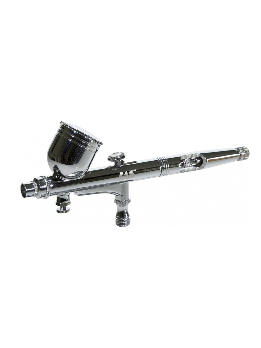 ПрофессиональныйаэрографJas1187Aircontrolскорончатымбезрезьбовымсоплом0,3мм,котороесамоцентрируется;верхнийбачок7мл;соединительныйштуцерсрезьбойG1/8"