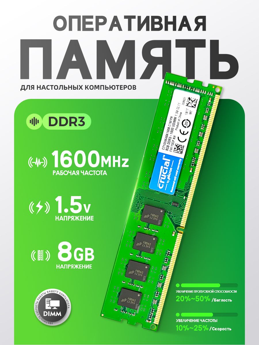 Модуль оперативной памяти Crucial ГБ DDR3 PC12800 1600 MHz CL 11
