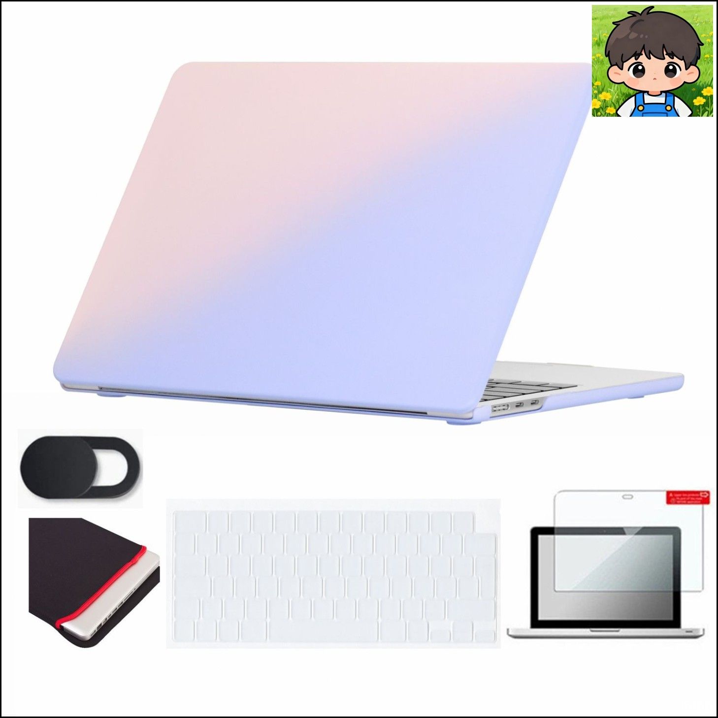 Se7enline Housse Clavier Ongles Longs MacBook – Compatible Pro 14/16 & Air 13/15 M1-M4 – Silicone Rose, Anti-Casse, Protection Poussière