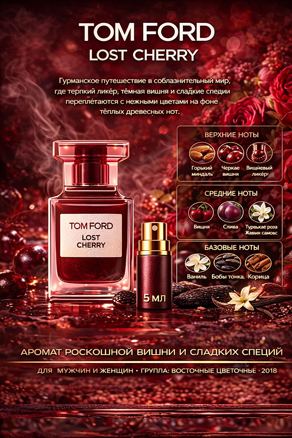 TOM FORD LOST CHERRY Парфюмерная вода для женщин 5 мл Отливант купить