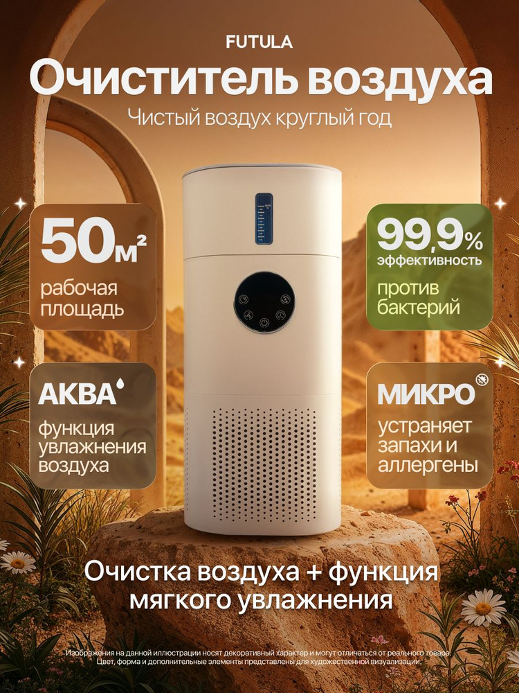 Очиститель воздуха для дома Futula H4S / настольный, напольный, объем резервуара 1л, спящий режим #1