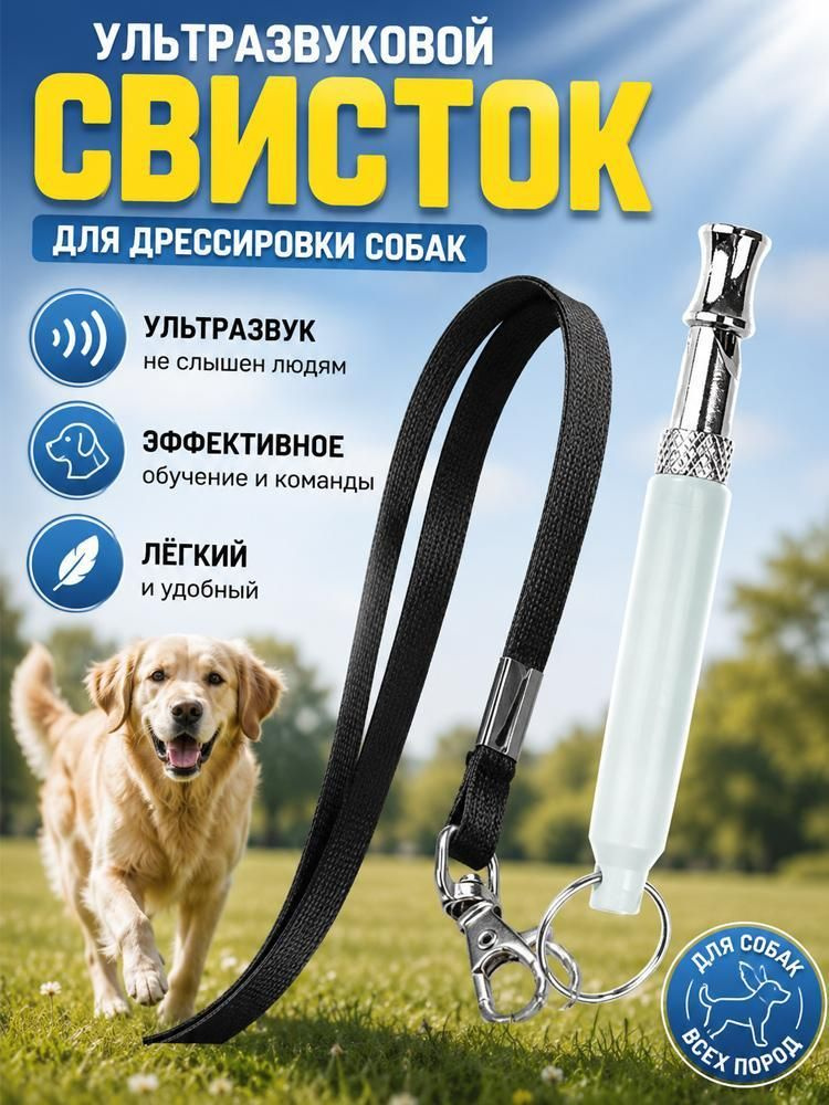 Металлический УЛЬТРАЗВУКОВОЙ бесшумный свисток для дрессировки собак со шнурком #1