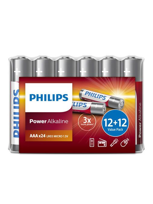 Philips Power Alkaline AAA 24 шт Батарейки щелочные, 1,5V #1