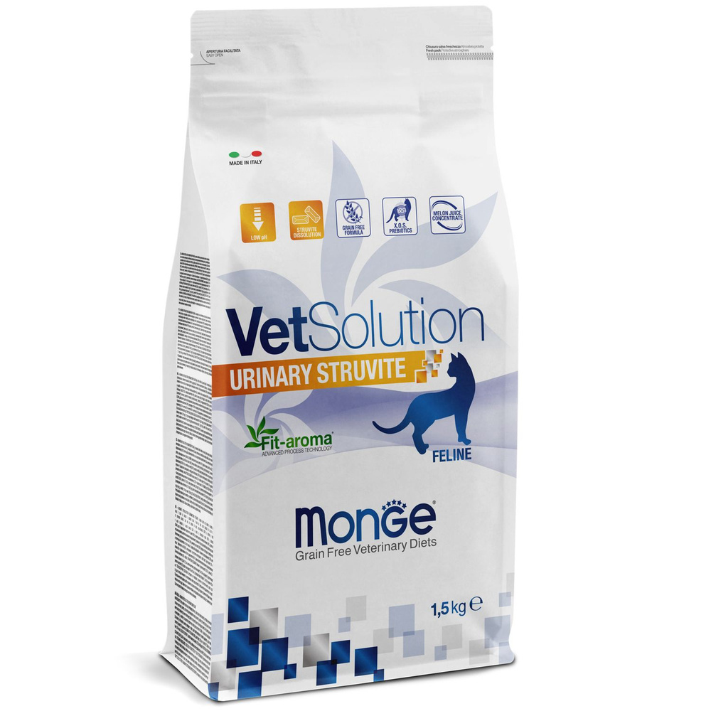 Корм для кошек сухой Monge VetSolution Cat Urinary Struvite, Ветеринарная диета Уринари Струвит при заболеваниях #1