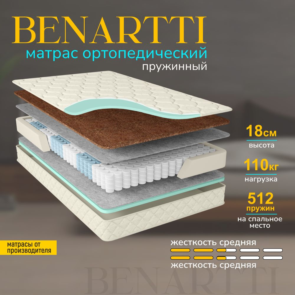 Матрас 155х200 ортопедический пружинный, Benartti Optimal Mini TFK Независимые пружины  #1