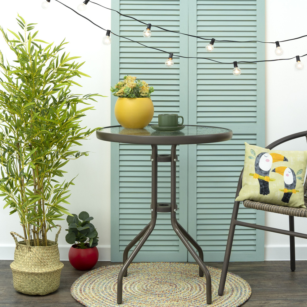 Стол садовый NOLITA d60хh70см, коричневый, садовый стол круглый, металлический, дачный, для дома, для #1