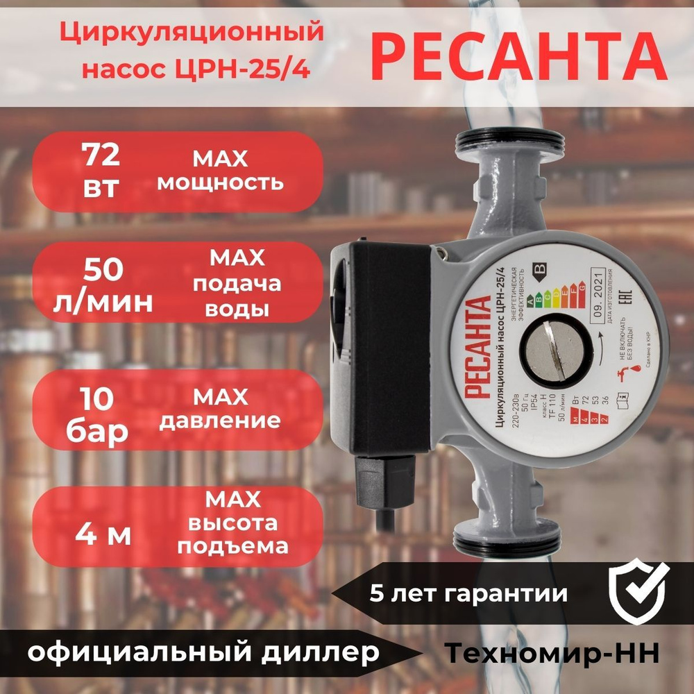 Ресанта Циркуляционный насос,72Вт,50л/мин,4м