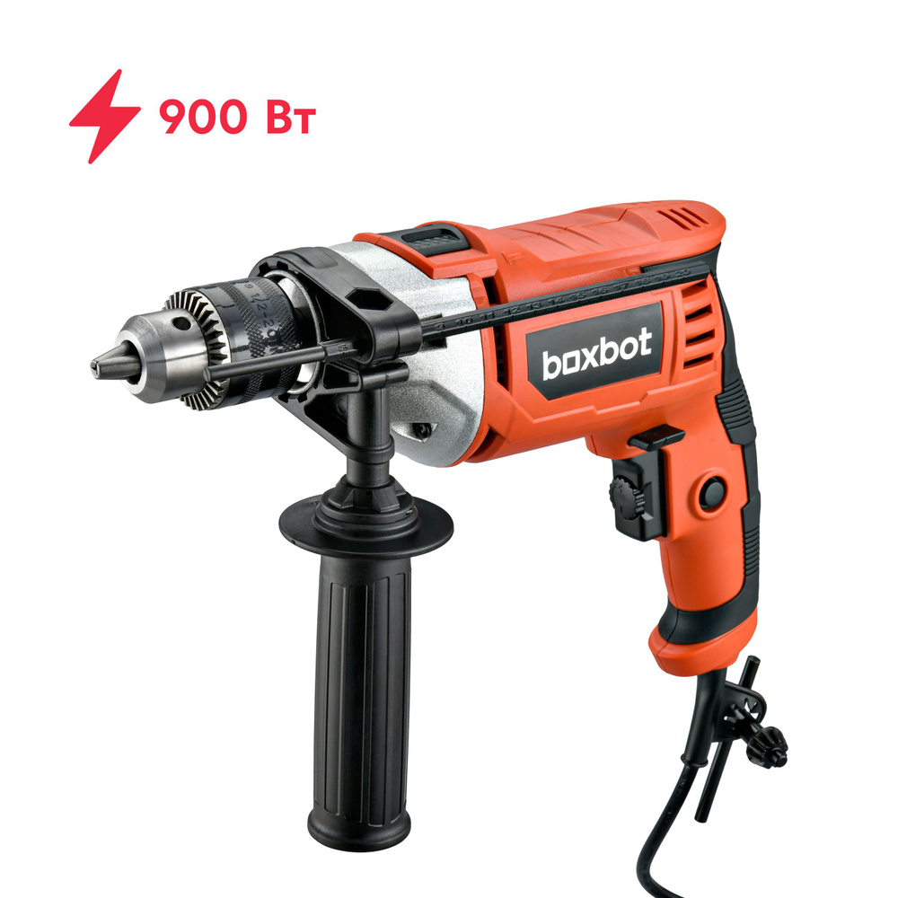 Дрель ударная Boxbot 900Вт, 13 мм ключевой патрон, мет корпус редуктора ...