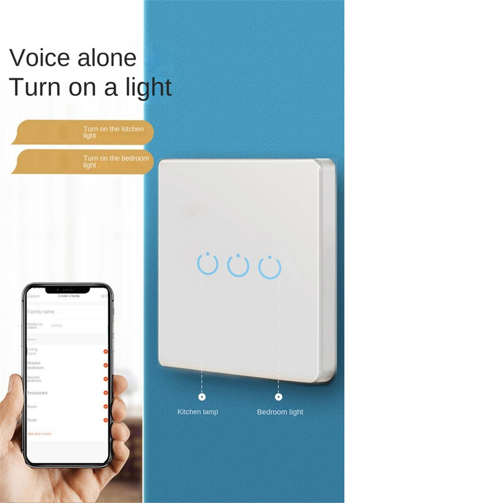 Умный переключатель Tuya Wi-Fi, сенсорный выключатель света, одинарная ...