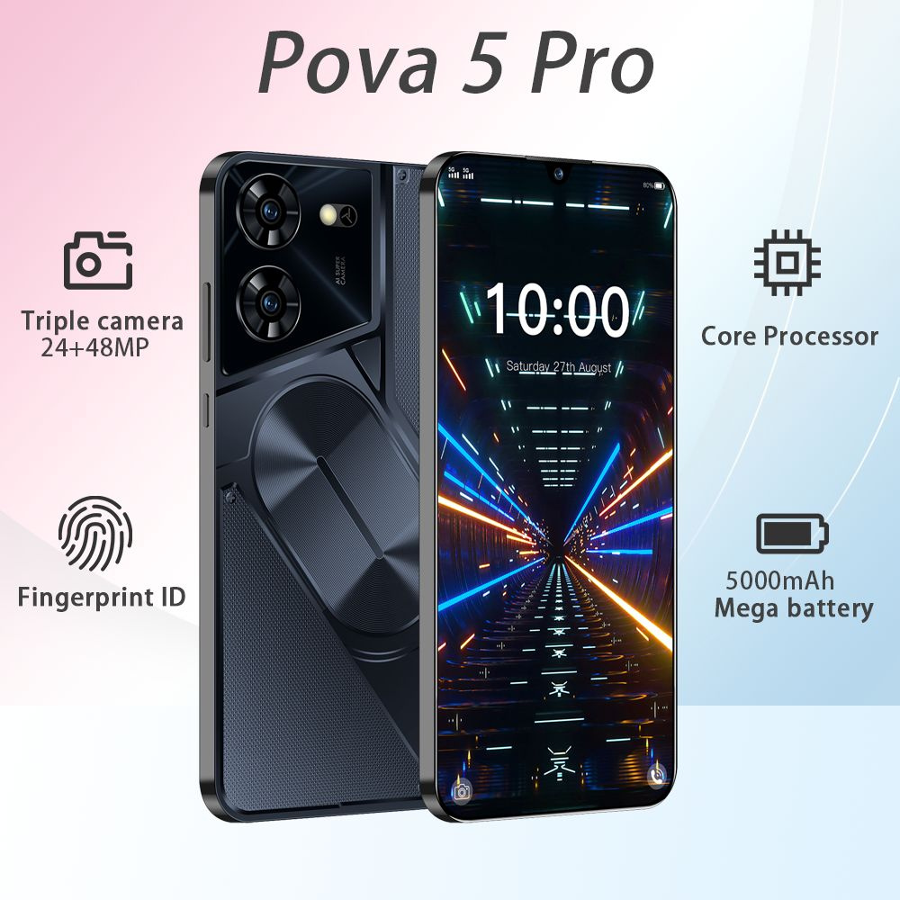 Смартфон Смартфон Игровой телефон Pova 5 Pro HD Ultimate Edition с 6.8-дюймовым большим экраном, сетью #1