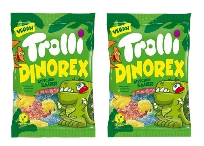Жевательный мармелад 2 упаковки Trolli Dinorex (Германия) в виде динозавров  #1