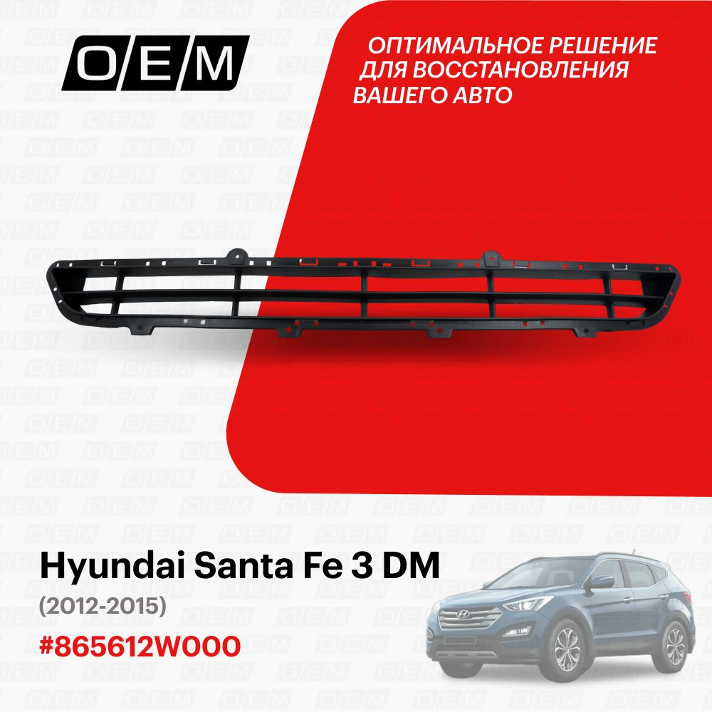 Решетка в бампер нижняя для Hyundai Santa Fe 3 DM 86561-2W000, Хендай Санта  Фэ, год с 2012 по 2015, O.E.M. - O.E.M. арт. OEM3704 - купить по выгодной  цене в интернет-магазине OZON (1101428211)