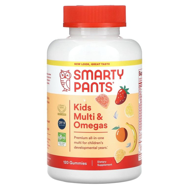 SmartyPants, мультивитамины для детей с омега-3, фруктовый вкус, 120 ...