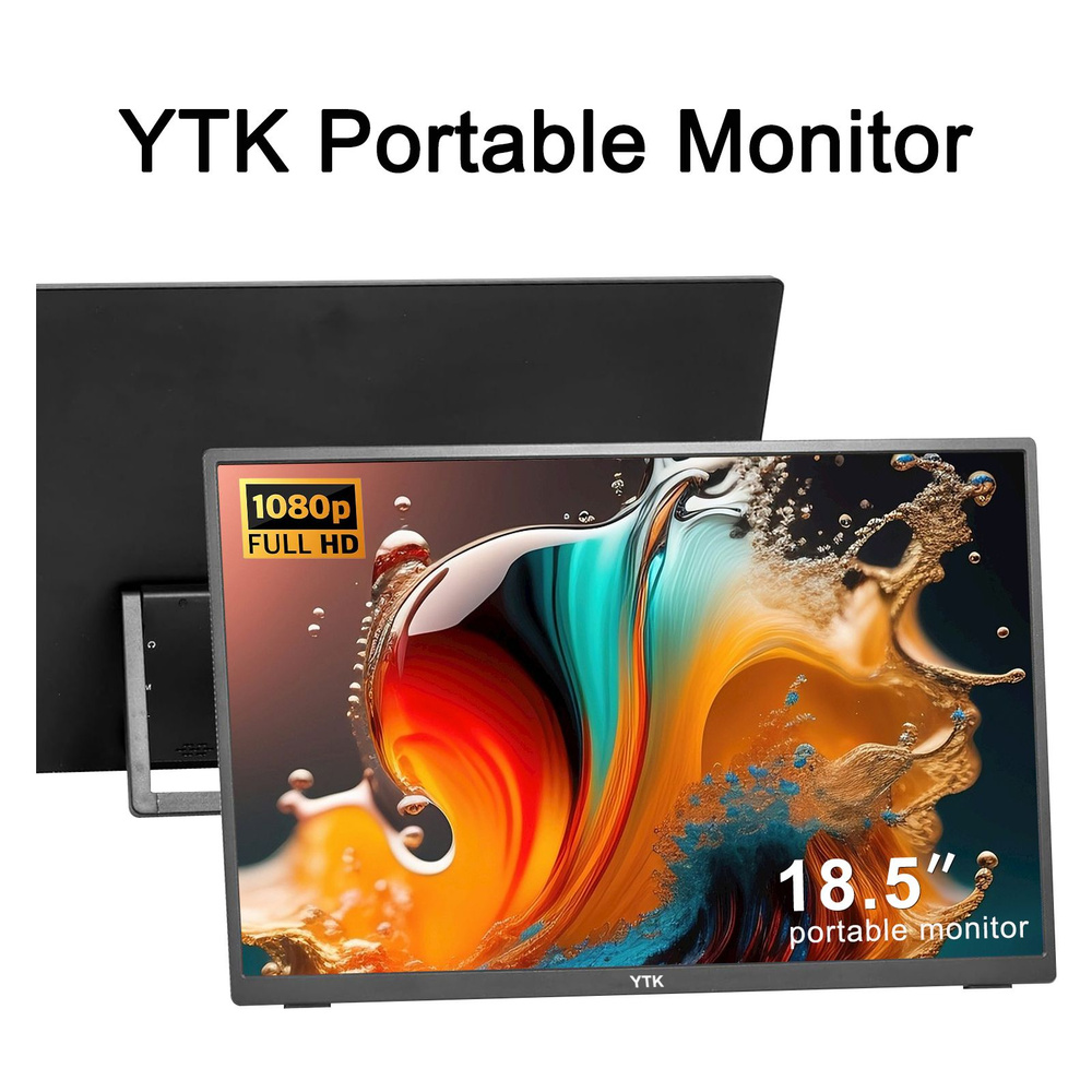 Монитор YTK 185A,Портативные Монитор,IPS 1920*1080,монитор игровой,Second  monitor,16:9,travel monitor 18.5