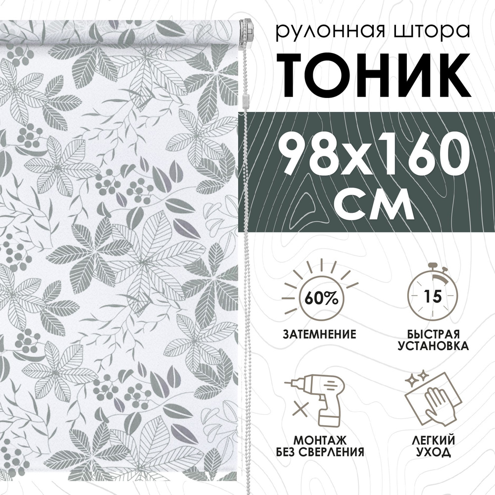 Рулонные шторы 98х160 см Тоник цвет серый #1