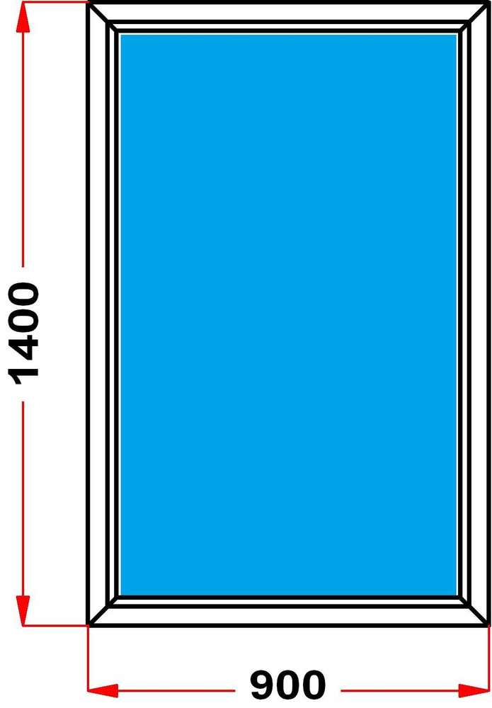 Окно пластиковое, профиль 60 мм (1400 x 900), не открывающееся, стеклопакет 2 стекла  #1