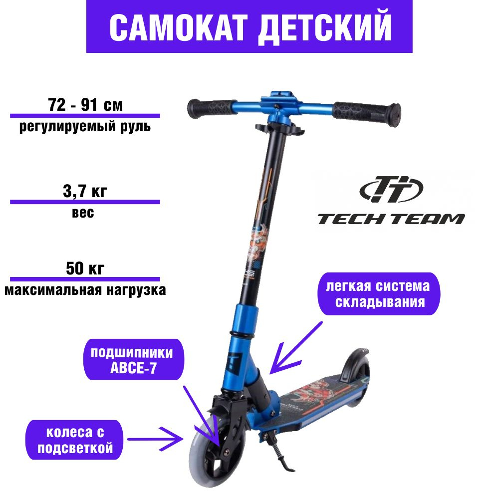 Самокат детский TechTeam TT Comfort Evolution Lux 145 2024, синий #1