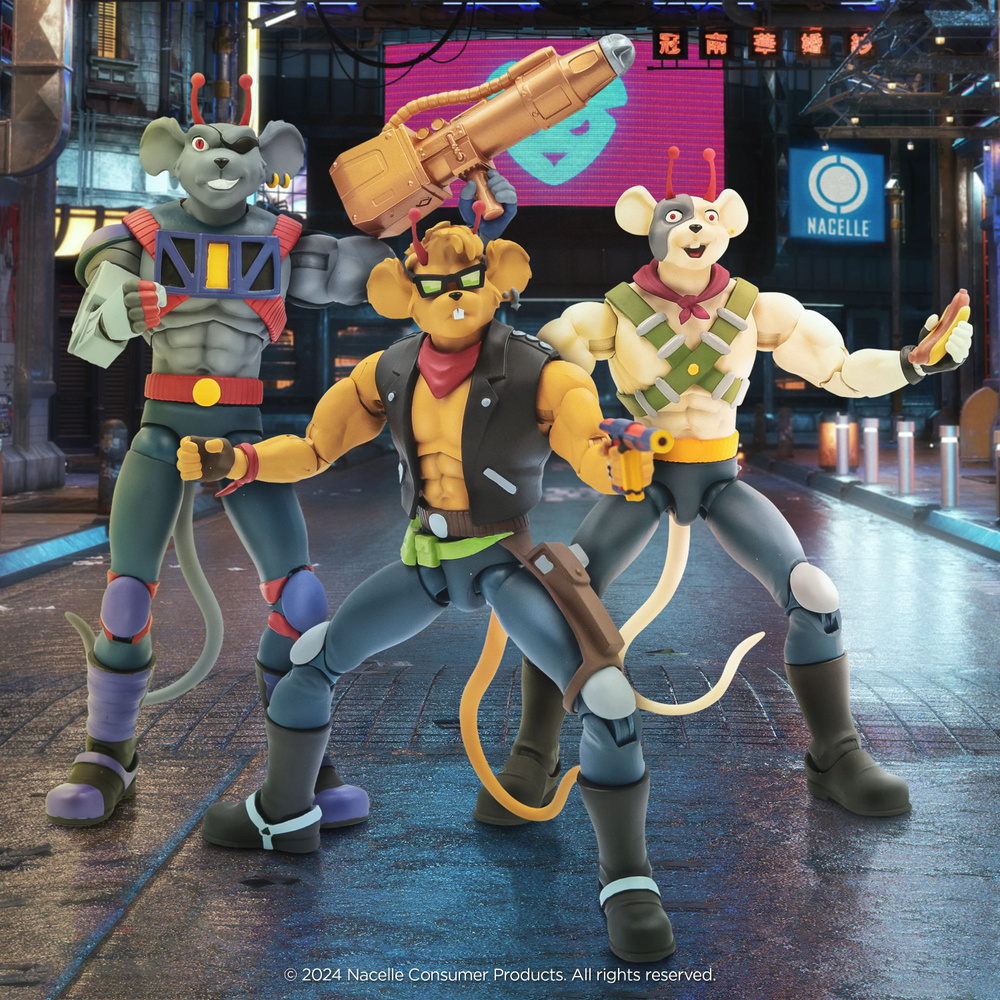 Фигурки Biker Mice From Mars Vinnie + Modo + Throttle