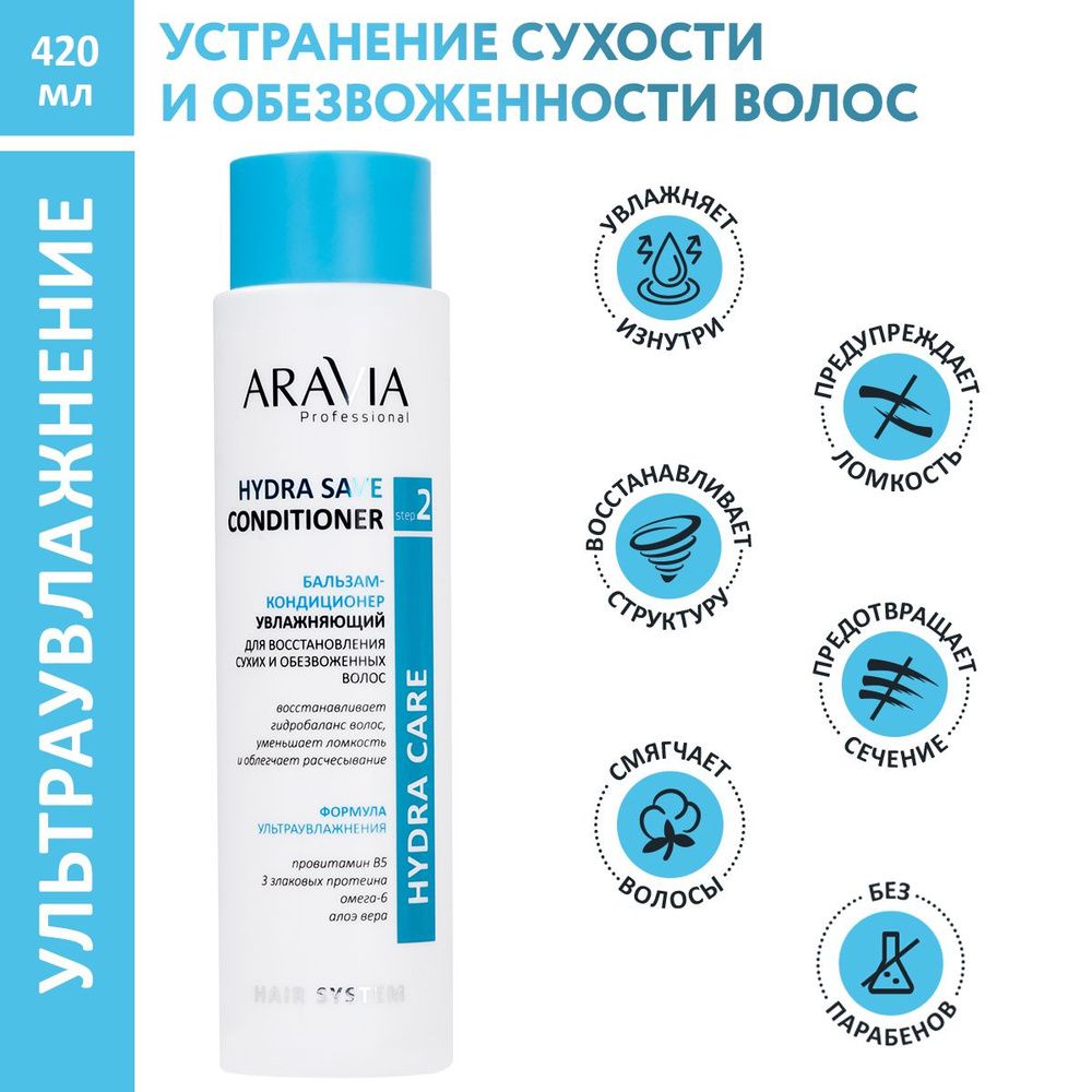 ARAVIA Professional Бальзам-кондиционер увлажняющий для восстановления сухих, обезвоженных волос Hydra #1