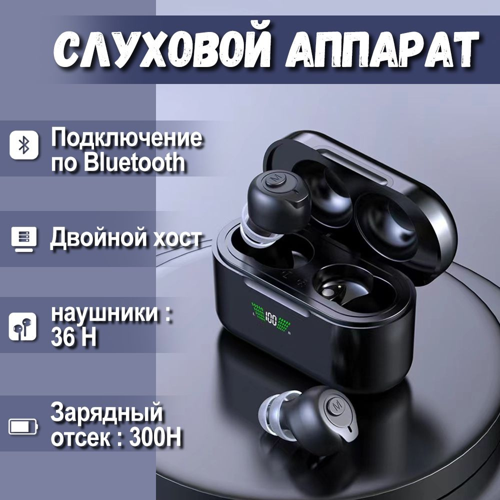 Бинауральный слуховой аппарат с зарядным устройством, дисплеем питания ...