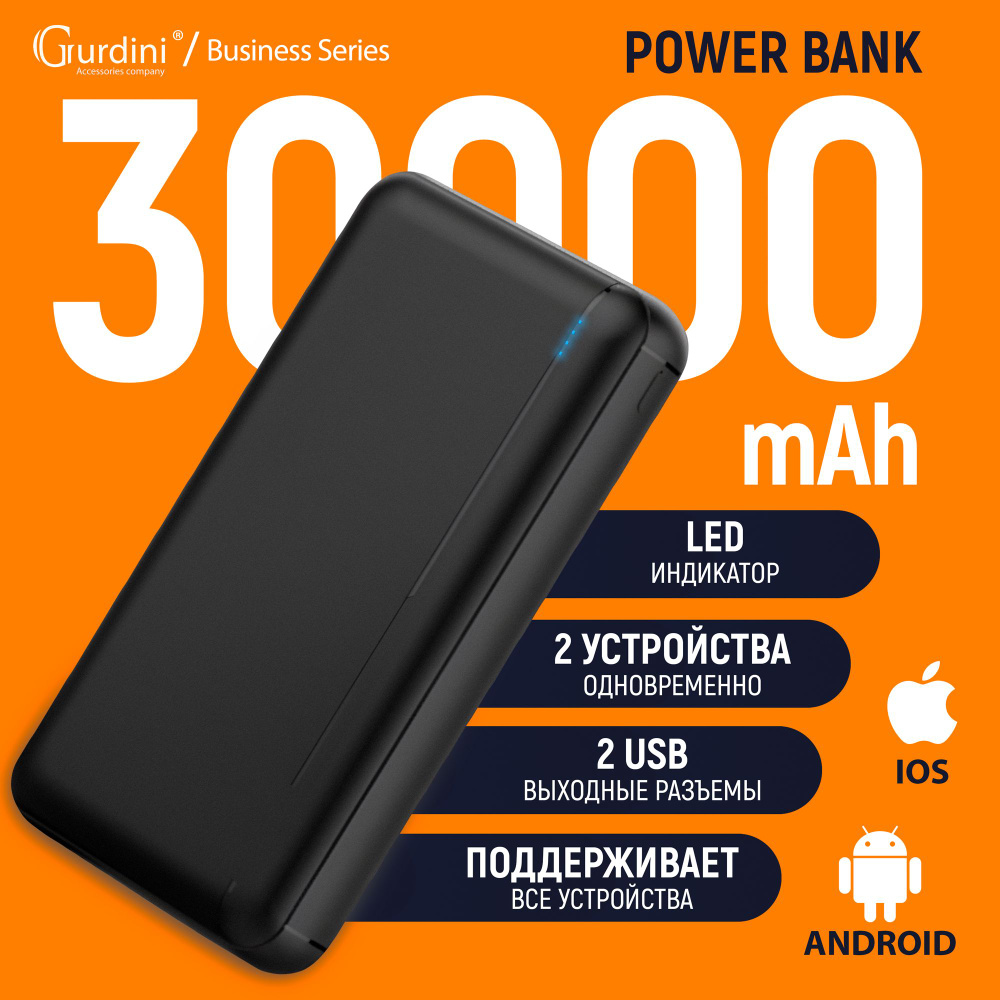 Внешний аккумулятор (Power Bank) Gurdini Business Series 30000mAh_1 -  купить по выгодным ценам в интернет-магазине OZON (224668223)