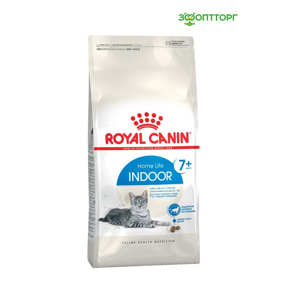 Сухой корм Royal Canin Indoor +7 для домашних кошек старше 7 лет, с курицей, 400 гр  #1