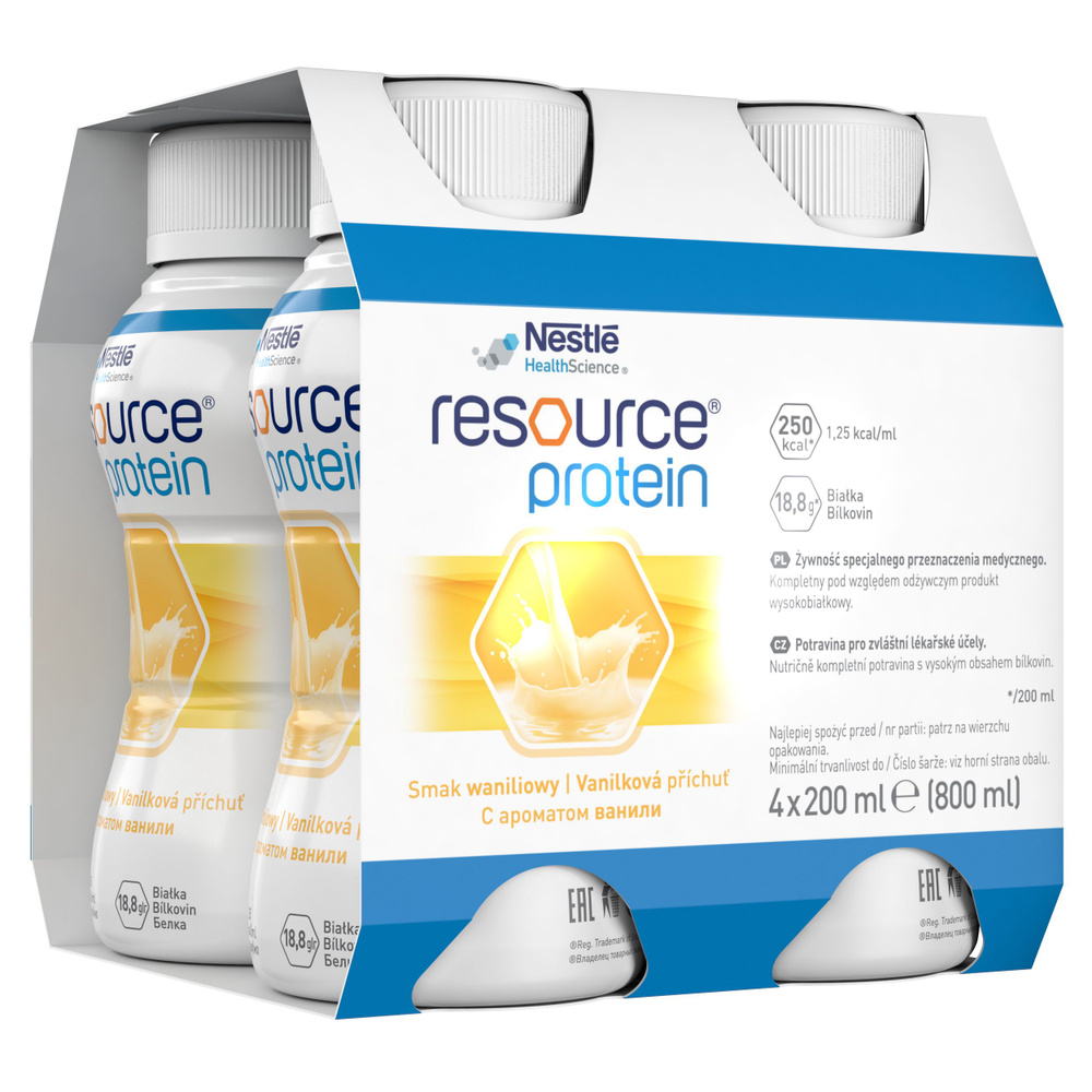 Молочная смесь Nestle Resource PROTEIN Ваниль, диетическая, с высоким содержанием белка, 4 шт x 200 мл #1