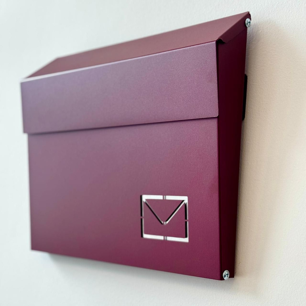 Почтовый ящик с замком металлический (КОНВЕРТ) 1 секц. 270 мм х 350 мм, бордовый / вишневый  #1