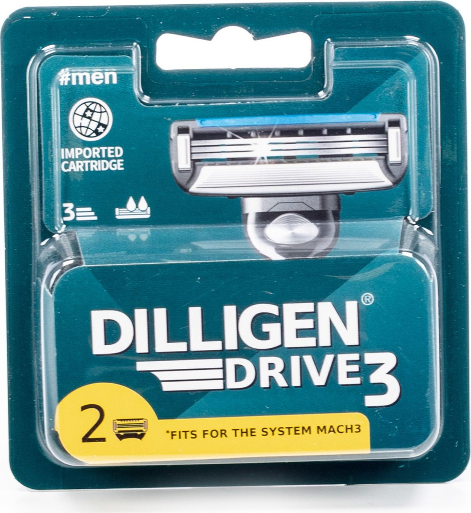 DILLIGEN / Диллиген Drive 3 Сменные кассеты для мужской бритвы, 3 лезвия, 2шт. / уход за телом  #1