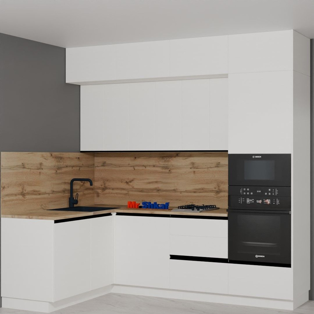 Кухонный гарнитур угловой, большой Браво лофт 240х160 см с пеналом и ...