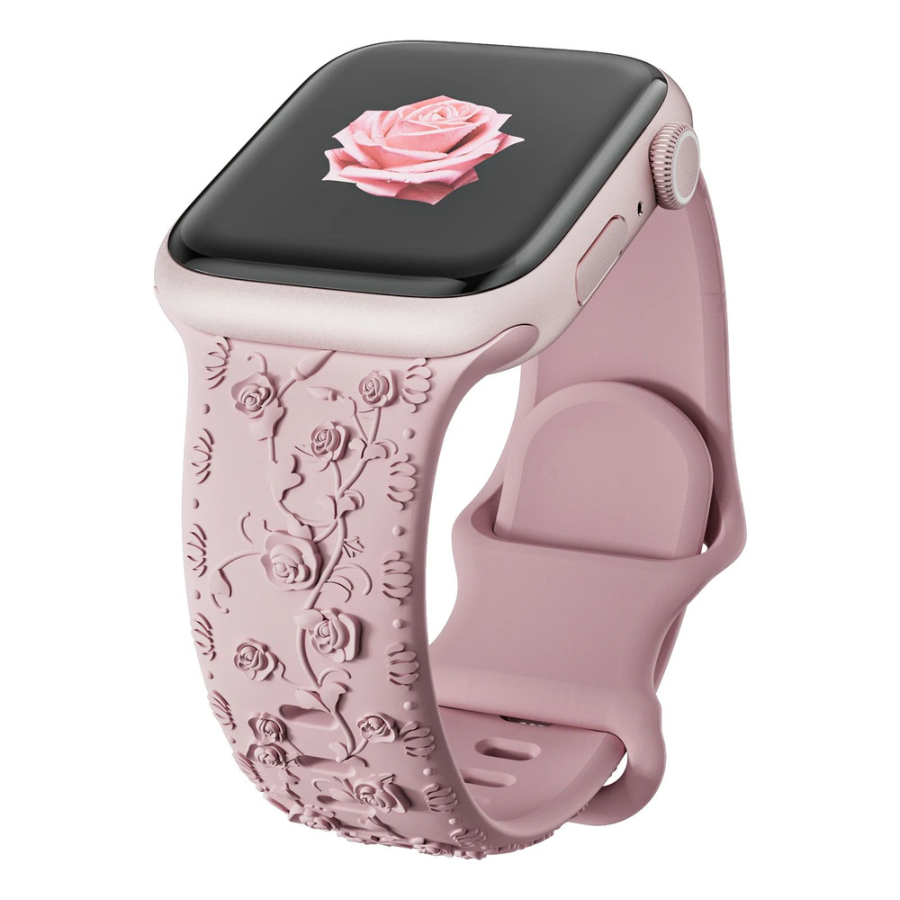 Ремешок с цветочной гравировкой для Apple Watch Ultra 49 мм 40 44 мм 41 мм 45 мм 38 мм 42 мм, силиконовый #1