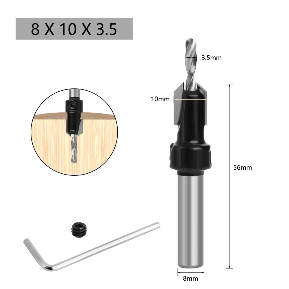 Набор зенковочных сверл по дереву 8 x 10 x 3.5 мм #1