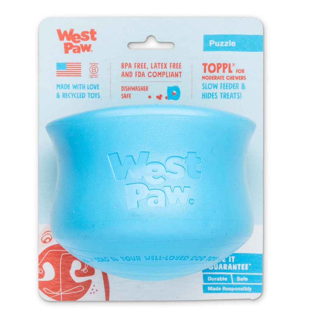 Игрушка для собак West Paw Zogoflex Toppl, Прочная и Безопасная, Синяя, 12 см  #1