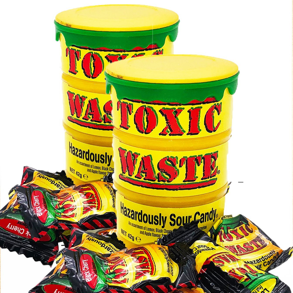 Кислые леденцы Toxic Waste Hazardously Sour Candy (желтая бочка) , 42 г (2  шт)