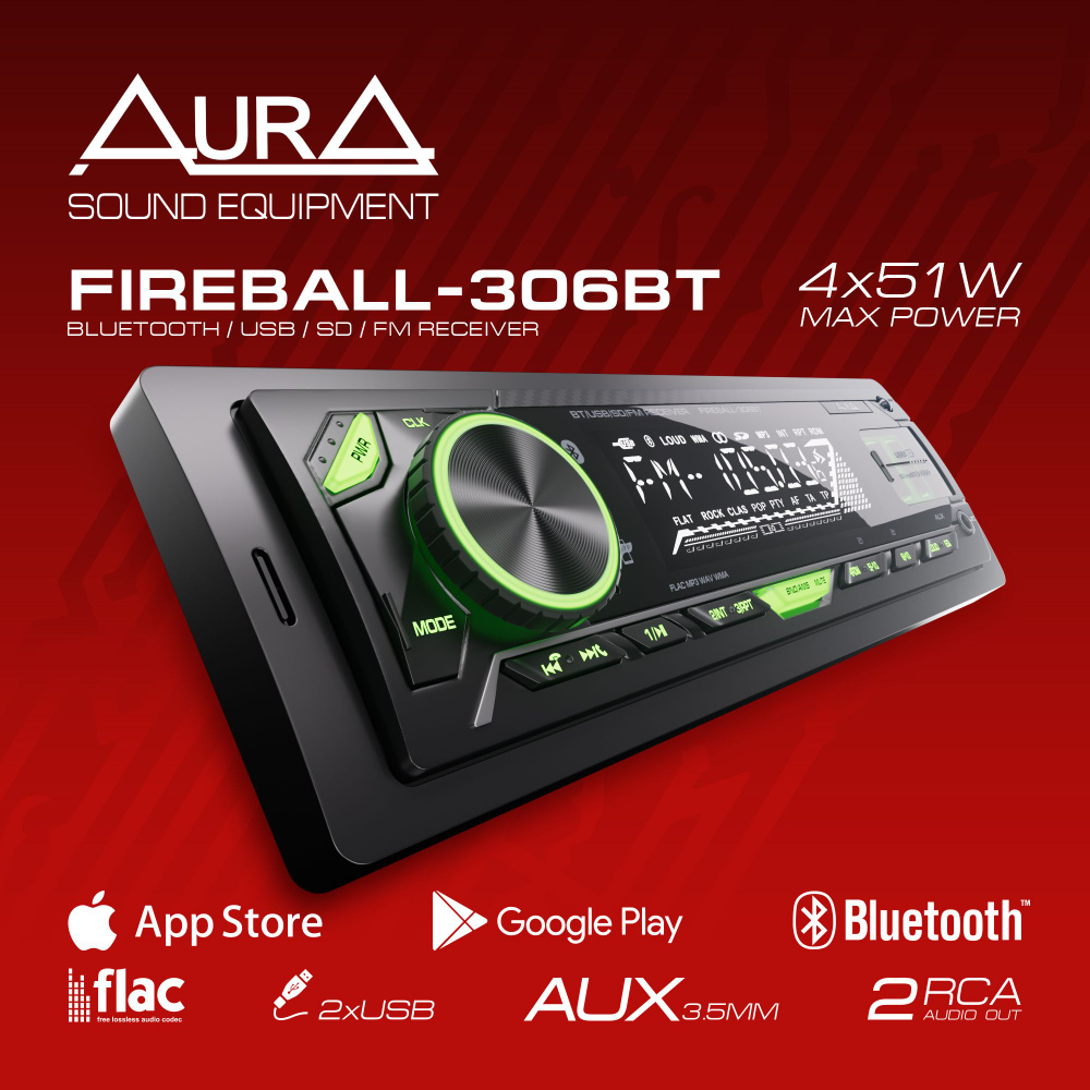 Автомобильный USB/SD ресивер AurA FIREBALL-306BT #1