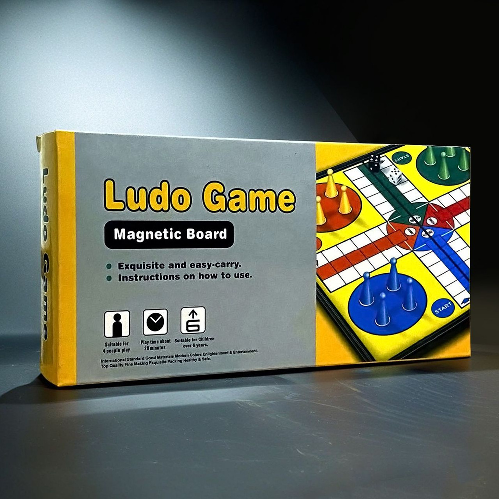 Стратегическая настольная игра для всей семьи LUDO, поле 25x25 см, от 1 до 4 игроков. Магнитная доска. #1