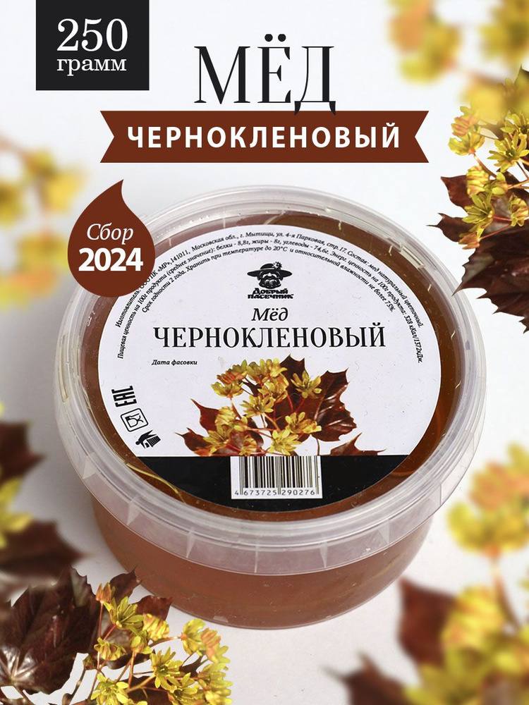 Чернокленовый мед 250 г, натуральный мед, полезный подарок  #1