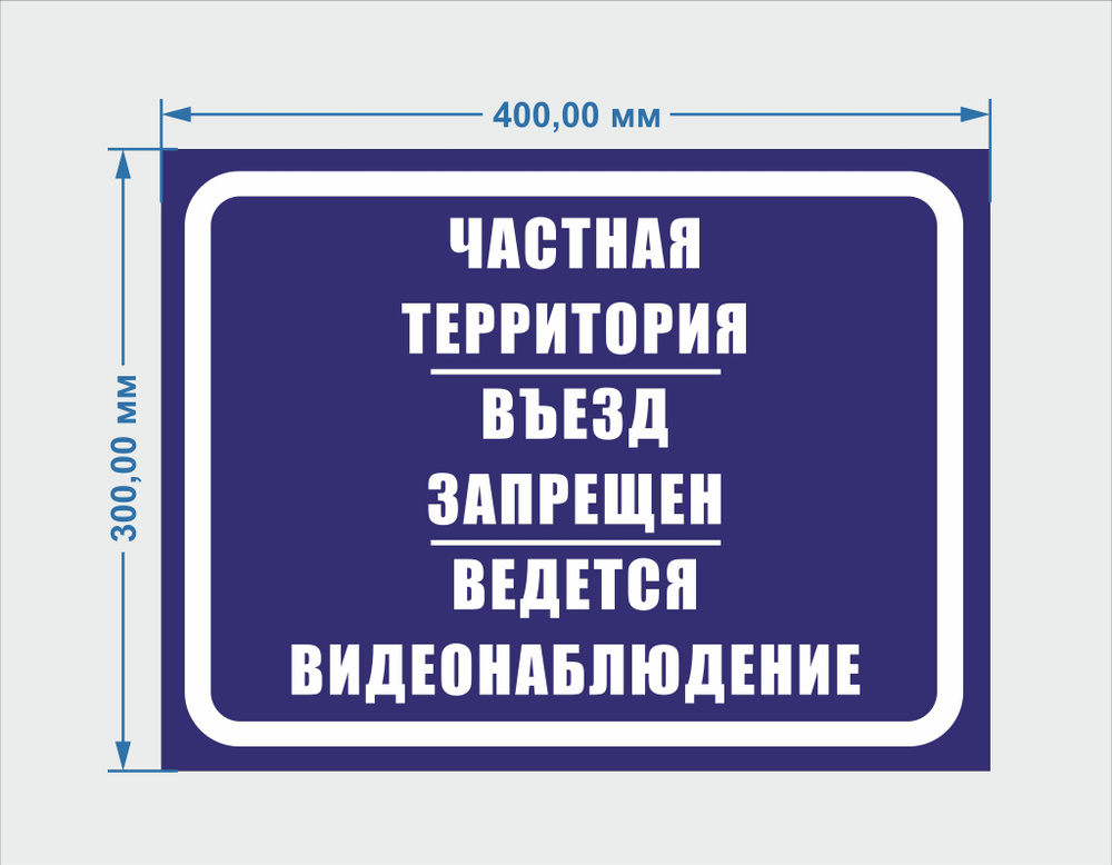 Табличка "Частная территория. Въезд запрещен. Ведется видеонаблюдение", металл  #1