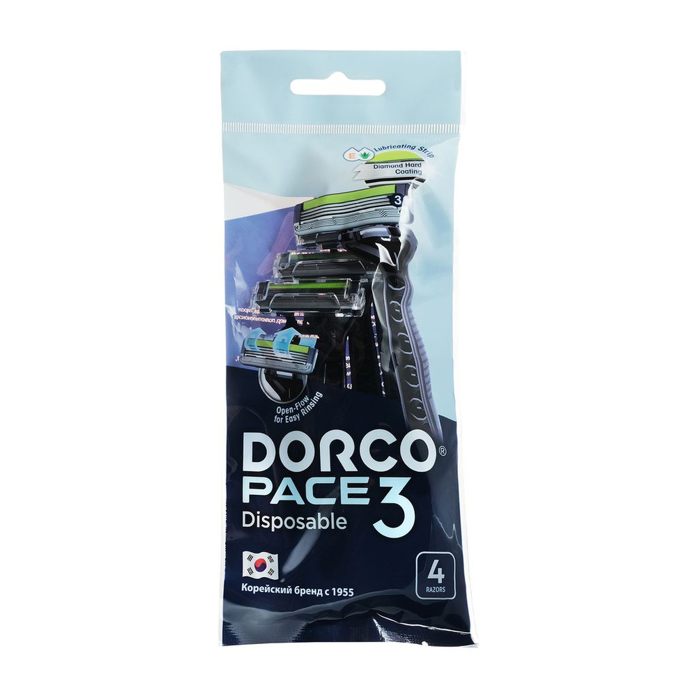 DORCO Станки для бритья одноразовые DORCO PACE 3 TRC200BL-4P ; 3 лезвия - 4шт. в уп.  #1