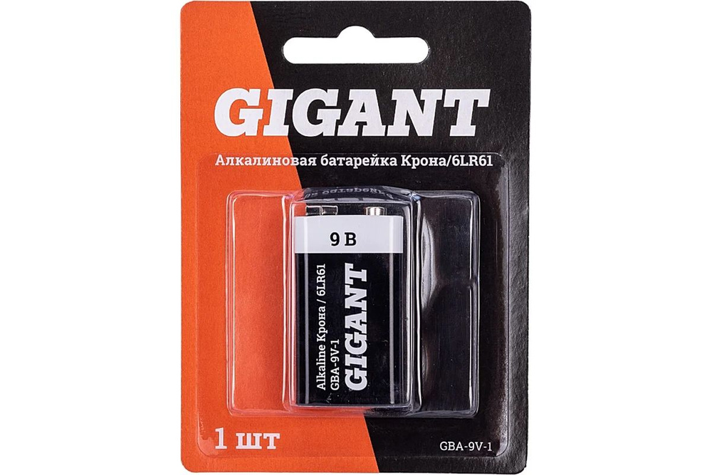 Батарейка Gigant Alkaline Крона/6LR61 блистер 1 шт. GBA-9V-1 #1