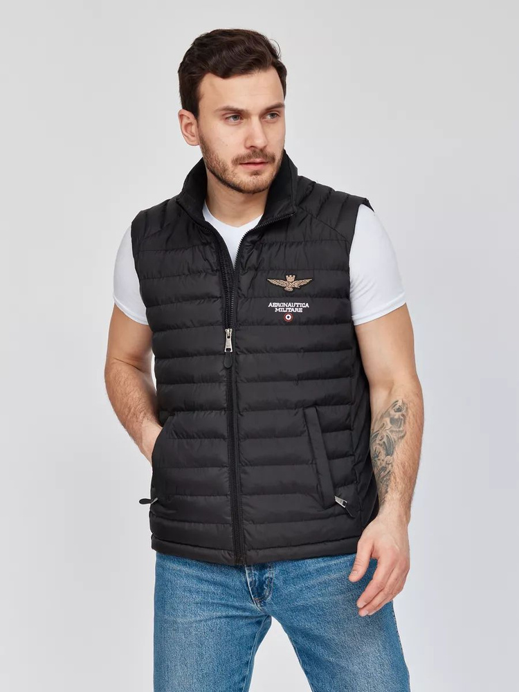 Жилет утепленный Мужской Aeronautica Militare черный, размер 50 Турция ...