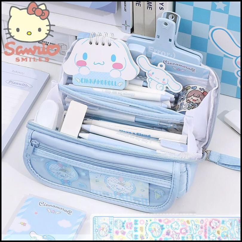 Санрио Циннаморолл Уникальный холстяной пенал Cinnamoroll от Sanrio Поставляется с наклейками  #1