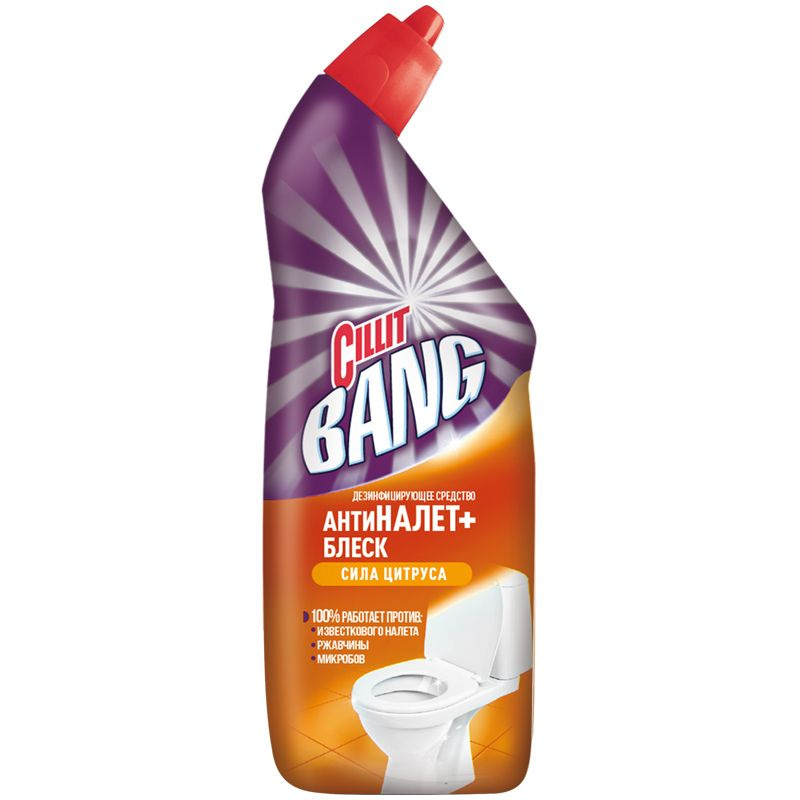 Средство для унитаза Cillit Bang "Сила Цитруса", антиналет+блеск, гель ...