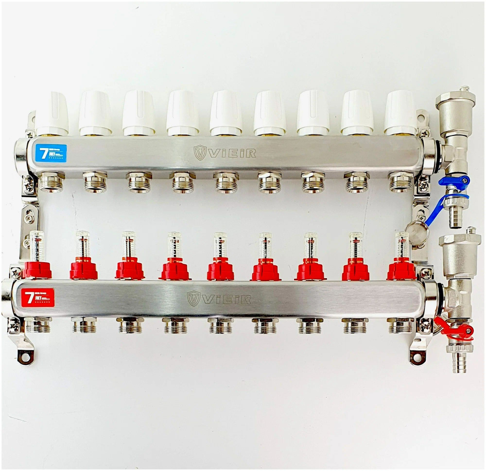 Коллекторная группа с расходомерами, 9 выходов, без кранов, 1"x3/4" VIEIR VR113-09A  #1
