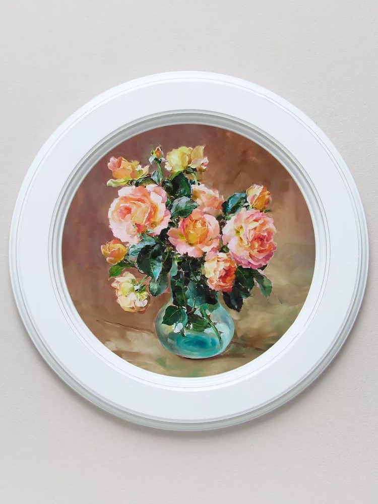 Картина на стену для интерьера на холсте в круглой раме 27 см "Прованс" #1