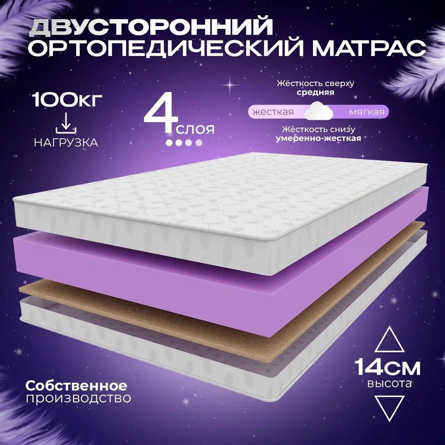 VITAFLEX Матрас Ортопедический двуспальный беспружинный матрас 185x190 см VITAFLEX Medicine 13V Sk, ППУ, #1