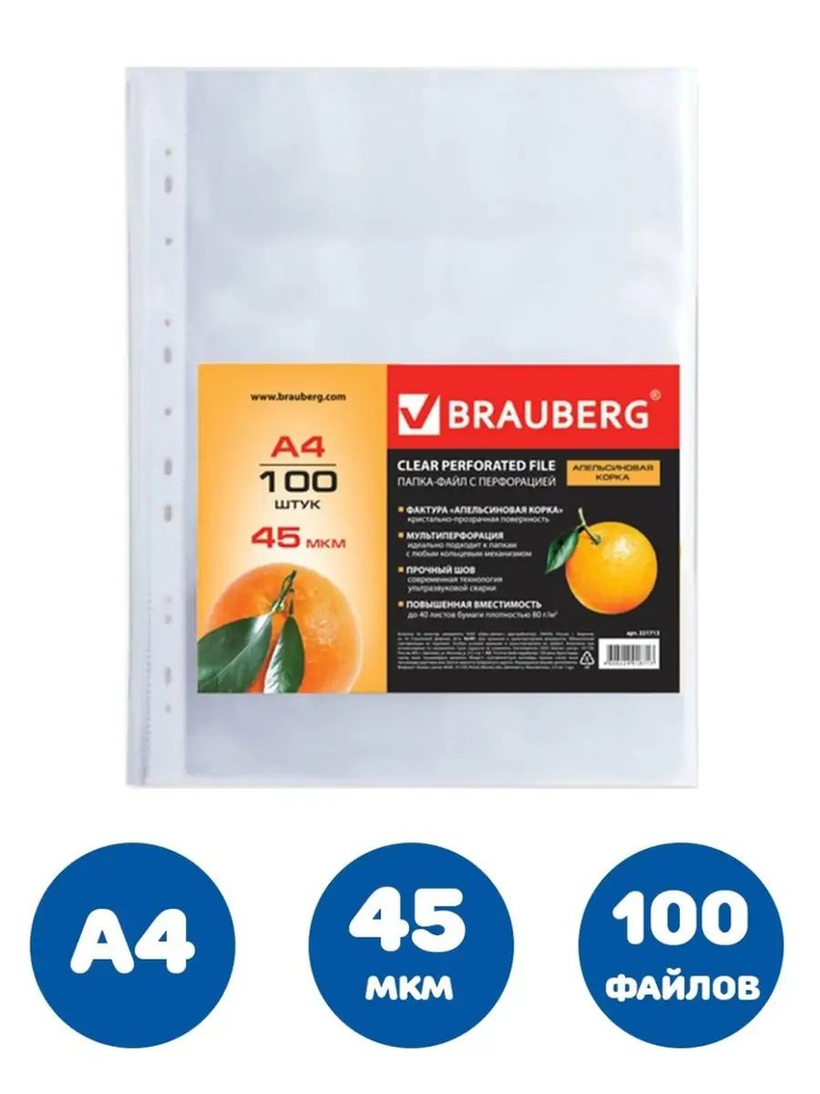 Brauberg Файл A4 (21 × 29.7 см) 100 шт., 45 мкм #1